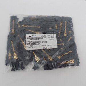 Lot of 100 YKK Metal Zippers Brass 2.5 inch Sewing Closed End Semi Auto Lock NEW